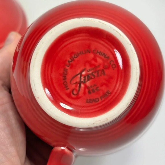 Fiesta Homer Laughlin Vintage Red Teacup Coffee Mug Saucer Set 7.75 oz USA Made - Picture 6 of 7